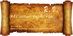 Röszler Valéria névjegykártya